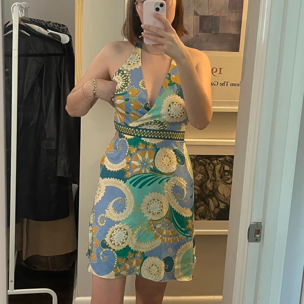 Silk Y2K Tibi halter dress size 2